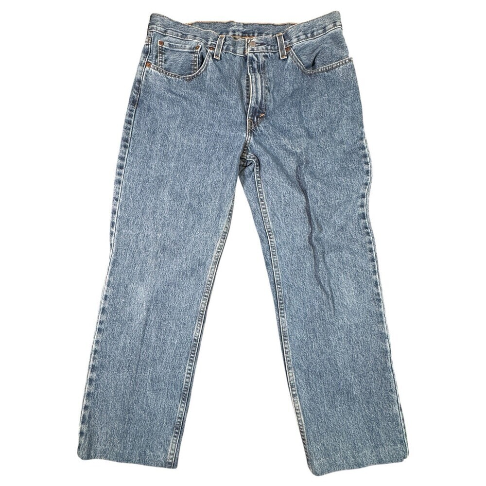 Mens Levis 516 Jeans Regular Straight Denim Light Blue W36 L26 (Hemmed Short)
